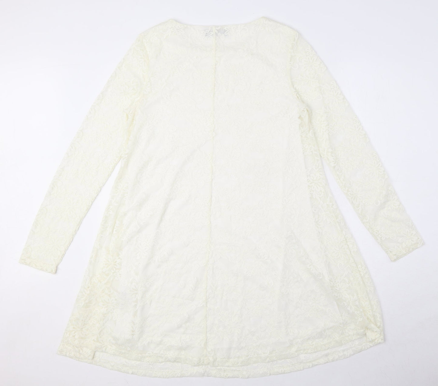 Select Womens White Polyamide A-Line Size 12 Round Neck Pullover