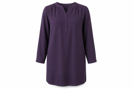 Jasminah Womens Purple Polyester T-Shirt Dress Size S V-Neck Pullover - Size S-M