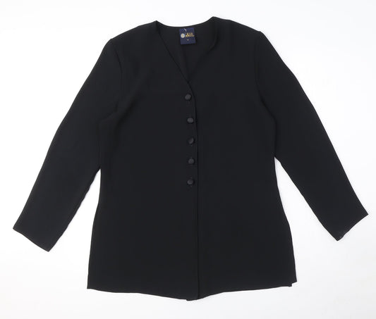 Your Sixth Sense Womens Black Polyester Basic Button-Up Size 12 V-Neck