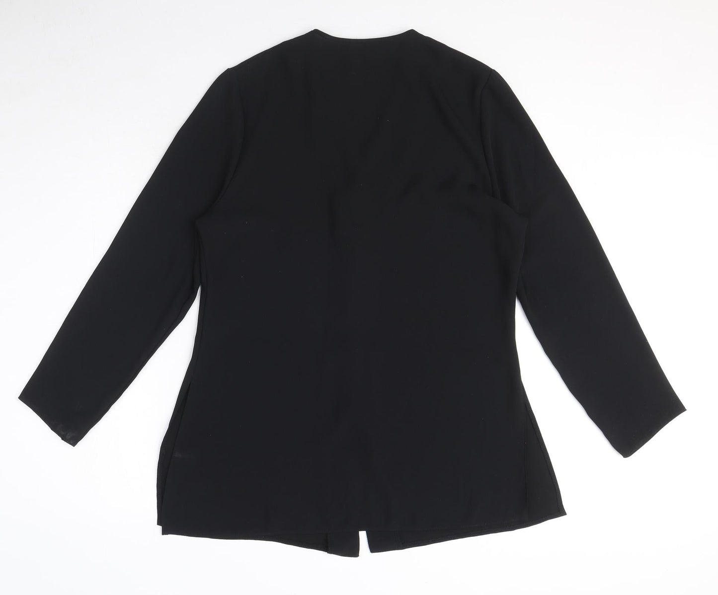 Your Sixth Sense Womens Black Polyester Basic Button-Up Size 12 V-Neck