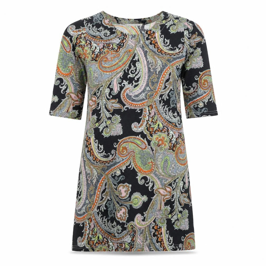 Vciuimi Womens Multicoloured Paisley Polyester T-Shirt Dress Size M Round Neck Pullover