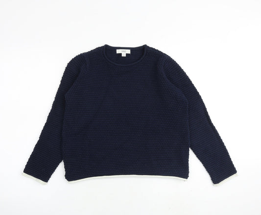 Marks and Spencer Womens Blue Round Neck Cotton Pullover Jumper Size S