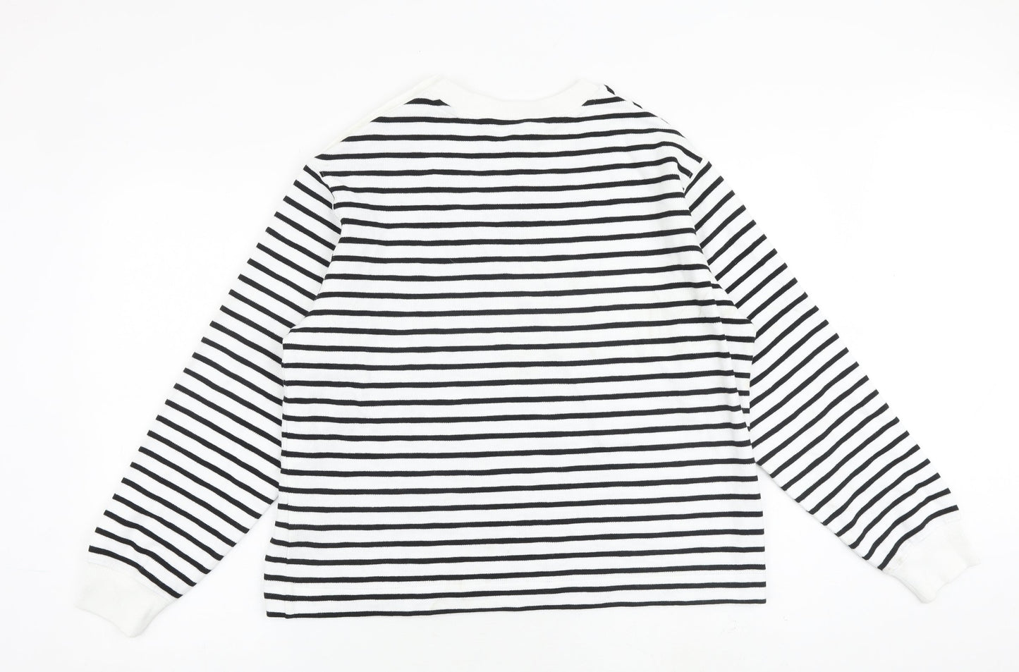Marks and Spencer Womens White Striped Cotton Pullover Sweatshirt Size M Pullover
