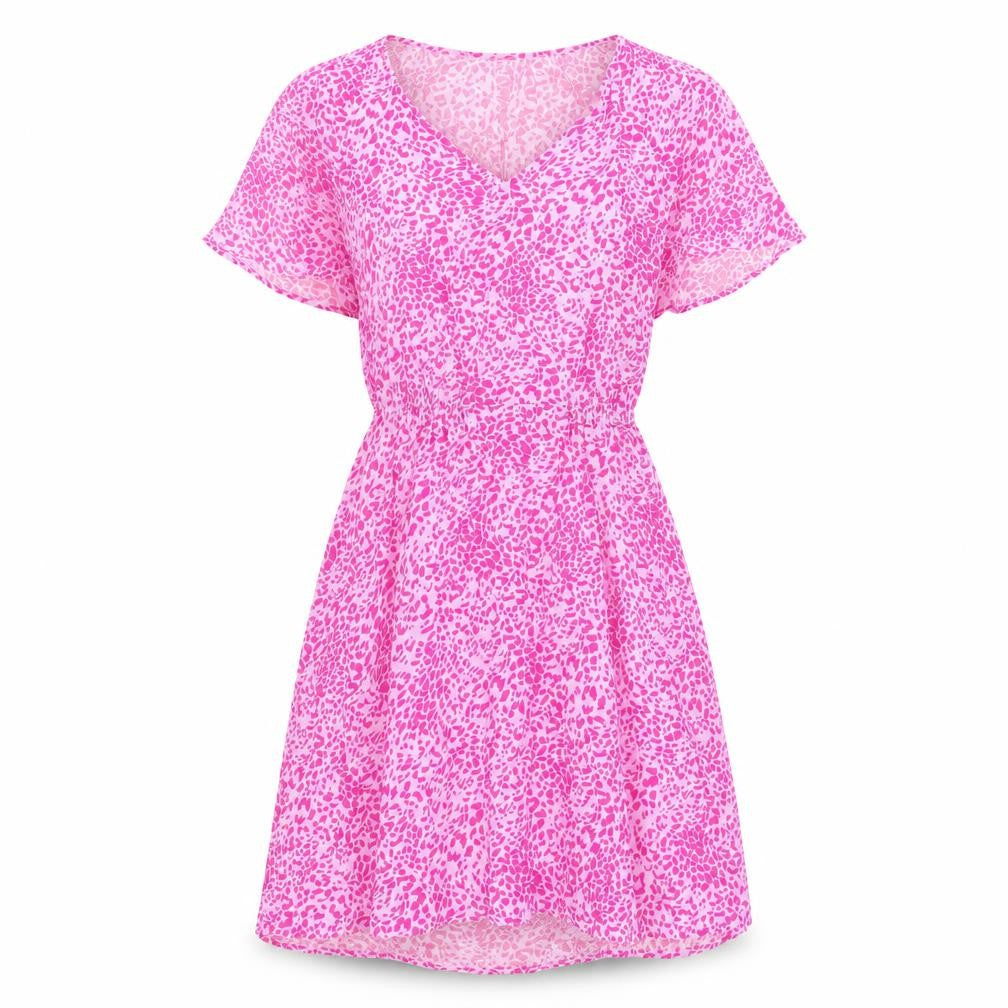 Marks & Spencer Womens Pink Animal Print Viscose A-Line Size 8 V-Neck Pullover