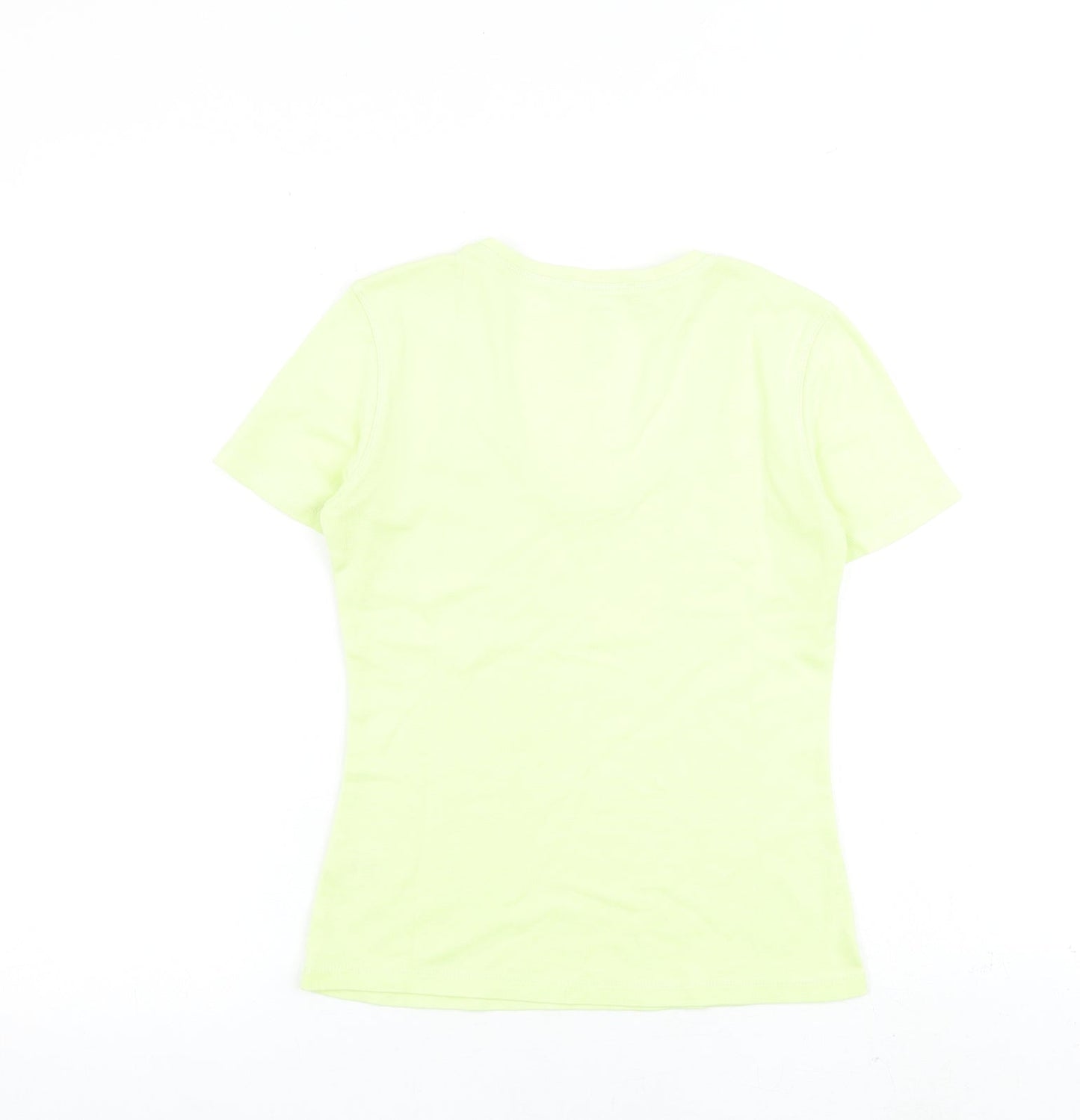 Marks and Spencer Womens Yellow 100% Cotton Basic T-Shirt Size 6 V-Neck