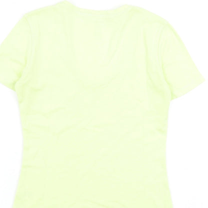 Marks & Spencer Womens Yellow 100% Cotton Basic T-Shirt Size 6 V-Neck