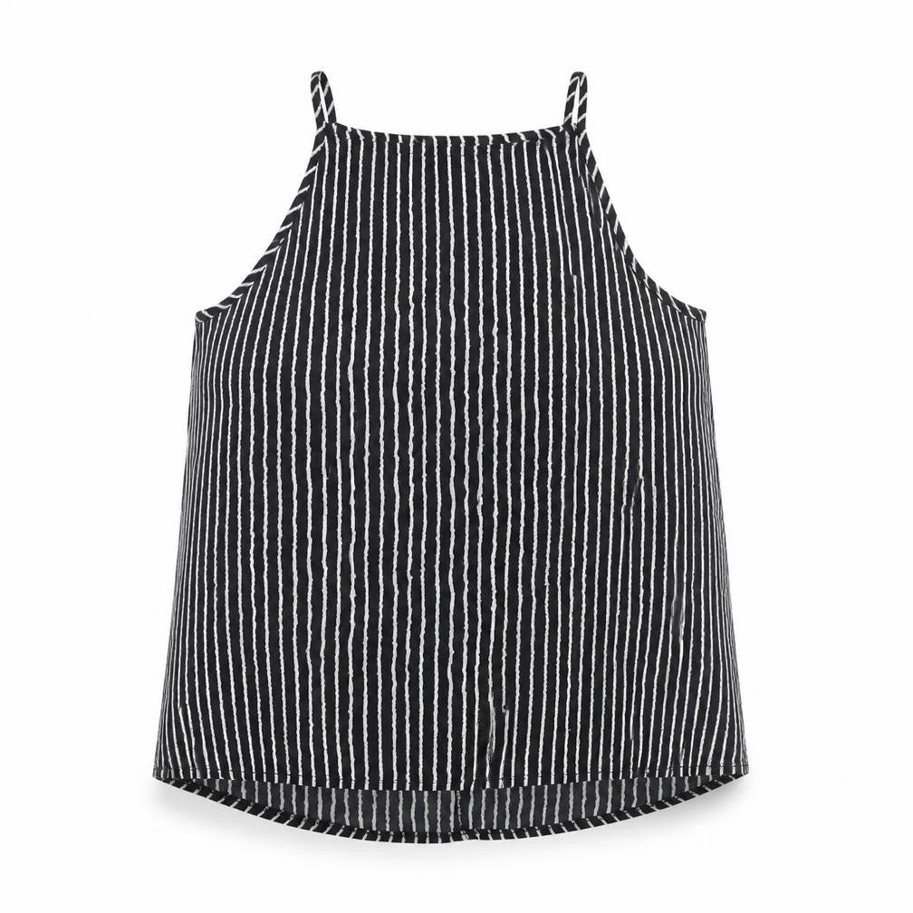 TEMT Womens Black Geometric Polyester Camisole Tank Size 10 Square Neck