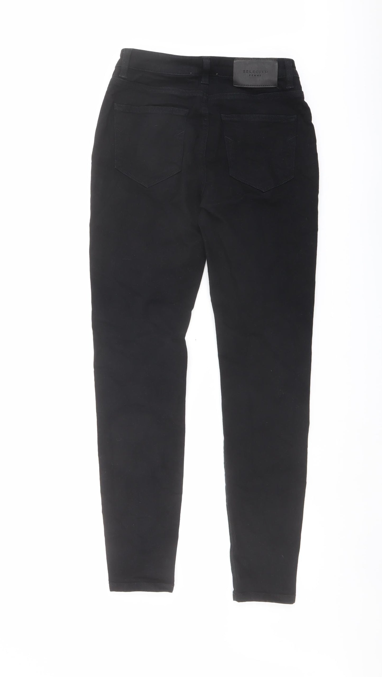 Selected Womens Black Cotton Skinny Jeans Size 28 in L28 in Regular Button