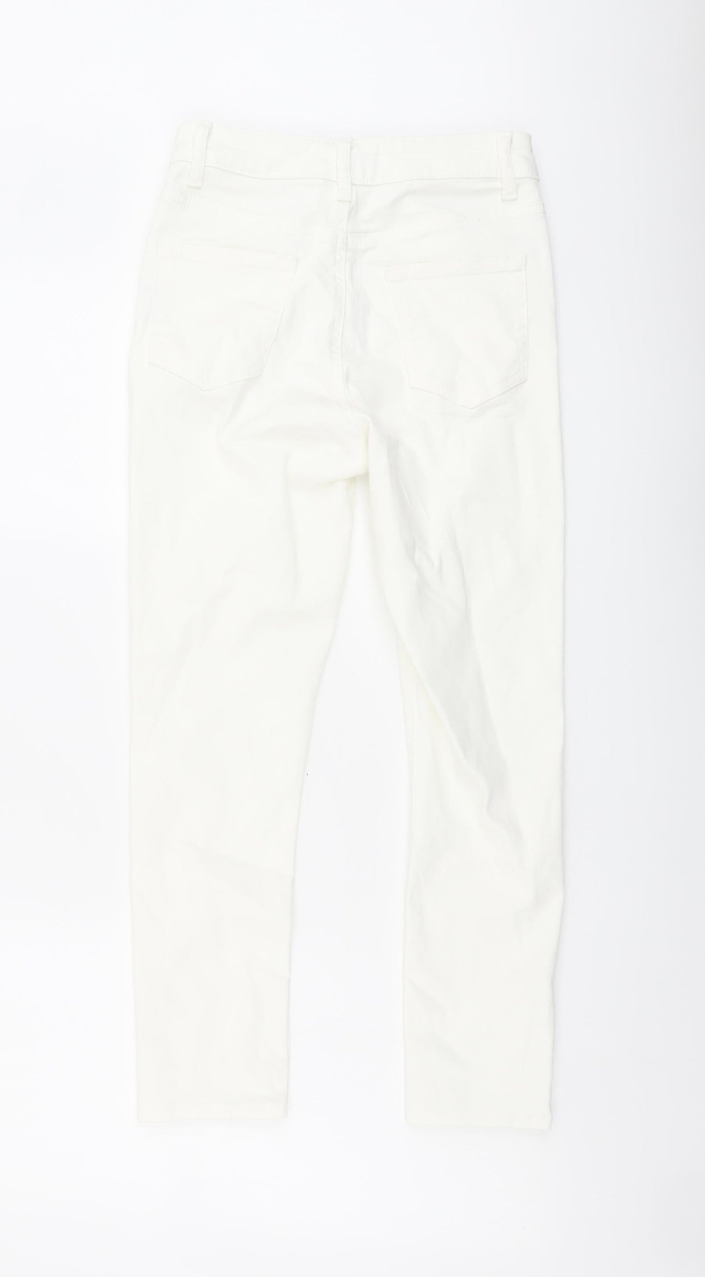 Denim & Co. Womens Ivory Cotton Skinny Jeans Size 10 L23 in Regular Button