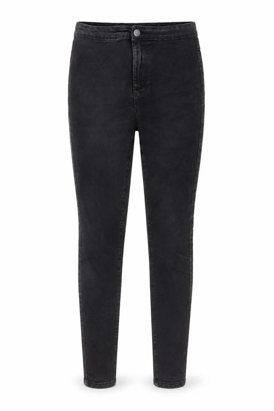 Front view of Denim & Co. women’s grey cotton skinny jeans, size UK 12, 27-inch leg regular button