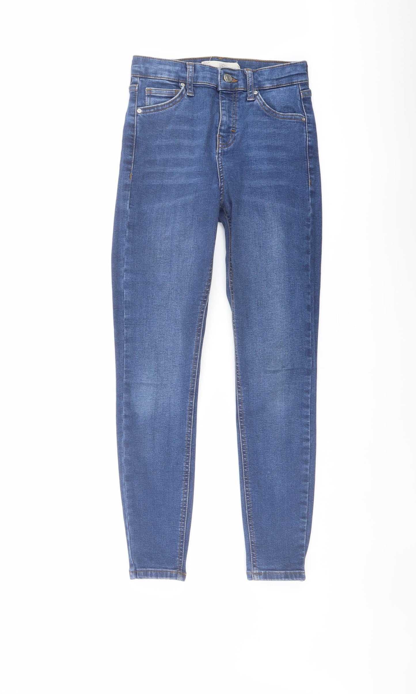 Topshop Womens Blue Cotton Skinny Jeans Size 26 in L25 in Regular Button