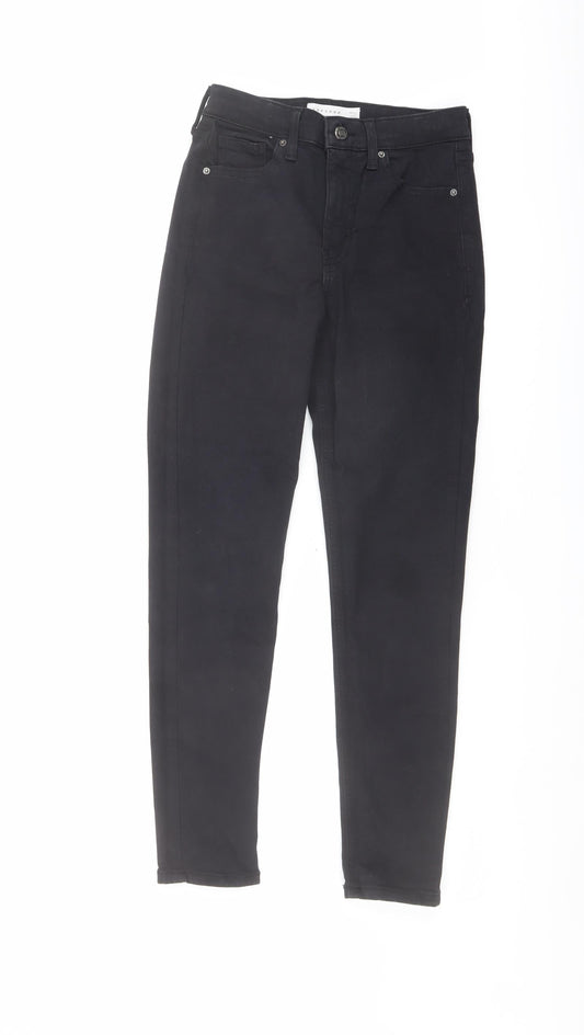 Topshop Womens Black Cotton Skinny Jeans Size 26 in L27 in Regular Button
