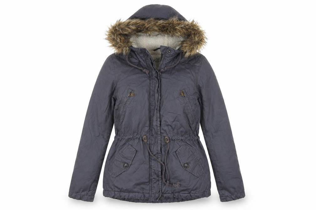 H&M Womens Blue Parka Jacket Size 6 Zip