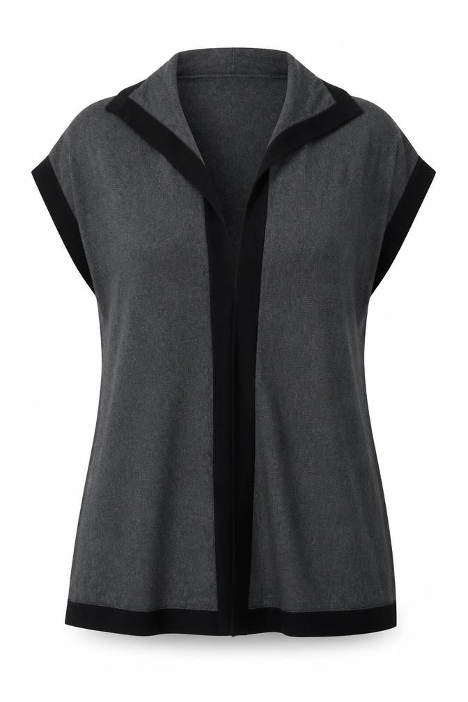 Bonmarché Womens Grey V-Neck Viscose Cape Jumper Size M