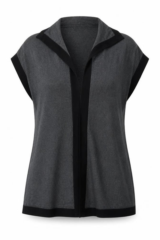 Bonmarché Womens Grey V-Neck Viscose Cape Jumper Size M