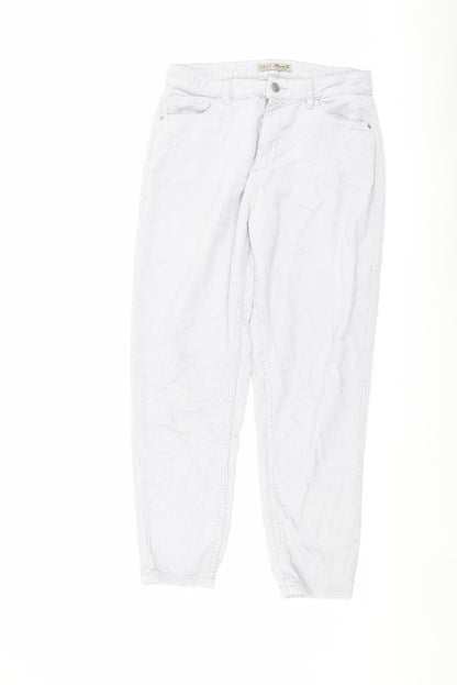 Additional front view of Denim & Co. women’s grey cotton trousers, size UK 10, 26-inch leg regular button