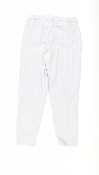 Back view of Denim & Co. women’s grey cotton trousers, size UK 10, 26-inch leg regular button