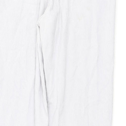 Brand and care label for Denim & Co. women’s grey cotton trousers, size UK 10, 26-inch leg regular button