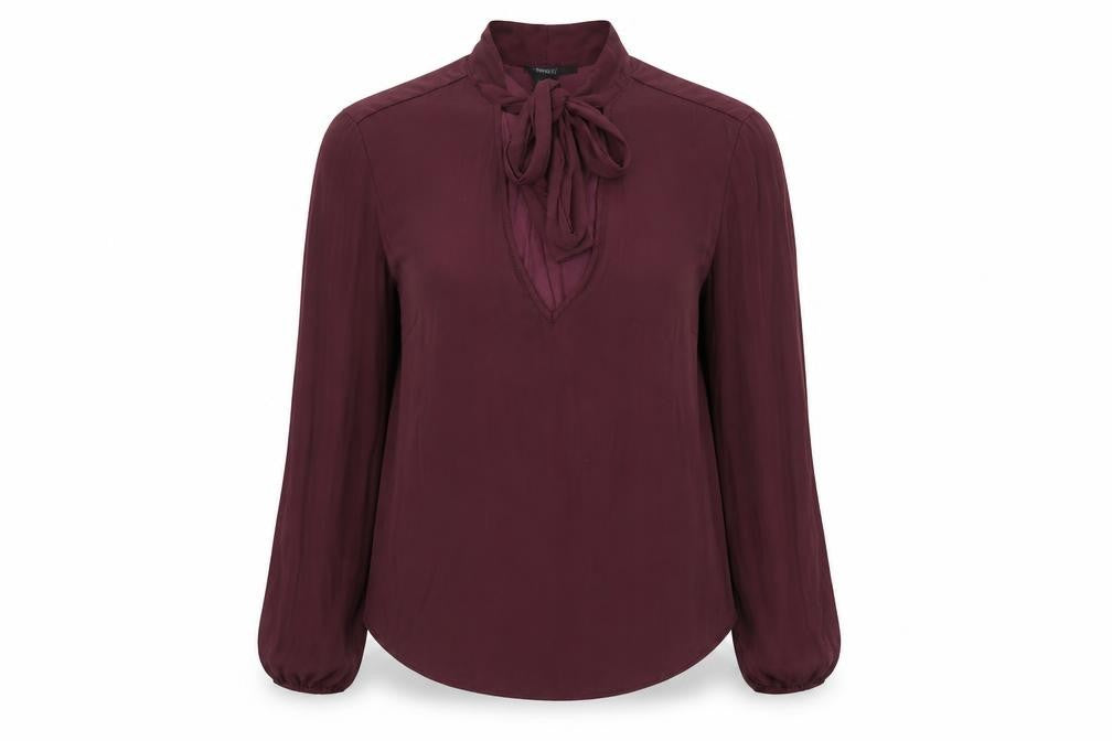 FOREVER 21 Womens Purple Polyester Basic Blouse Size S Mock Neck - Keyhole Neck