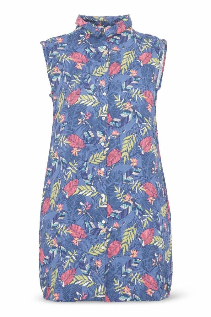 EWM Womens Multicoloured Geometric Viscose Shirt Dress Size 14 Collared Button - Plant Print