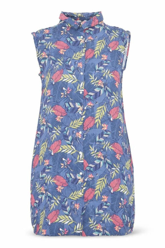 EWM Womens Multicoloured Geometric Viscose Shirt Dress Size 14 Collared Button - Plant Print