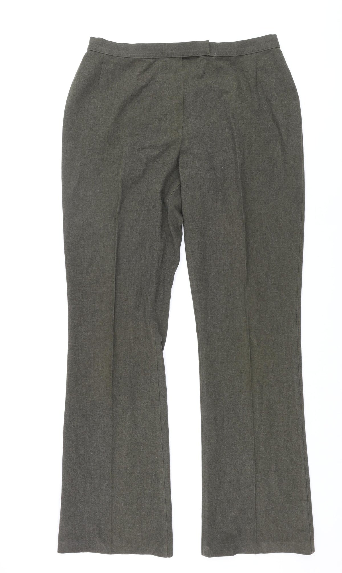 St Michael Womens Green Polyester Dress Pants Trousers Size 16 L33 in Regular Zip