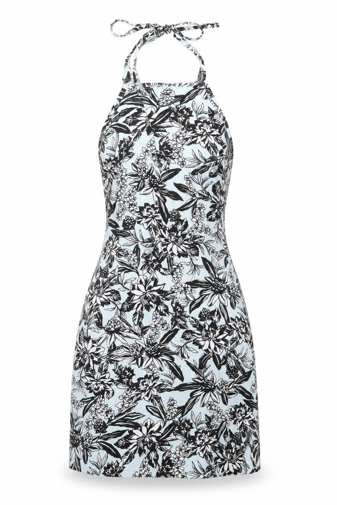 In the Style Womens Multicoloured Floral Polyester Mini Size 10 Halter Tie