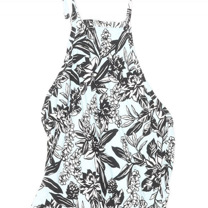 Close-up detail of In the Style women’s multicoloured floral polyester mini, size UK 10, halter tie