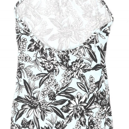 Brand and care label for In the Style women’s multicoloured floral polyester mini, size UK 10, halter tie