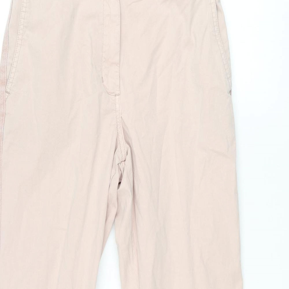 Marks and Spencer Womens Pink Cotton Chino Trousers Size 8 L29 in Regular Zip - Taped Side