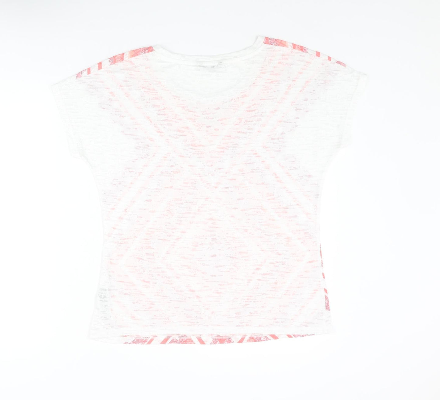 Marks and Spencer Womens Multicoloured Cotton Basic T-Shirt Size 10 Round Neck - Geometric Print