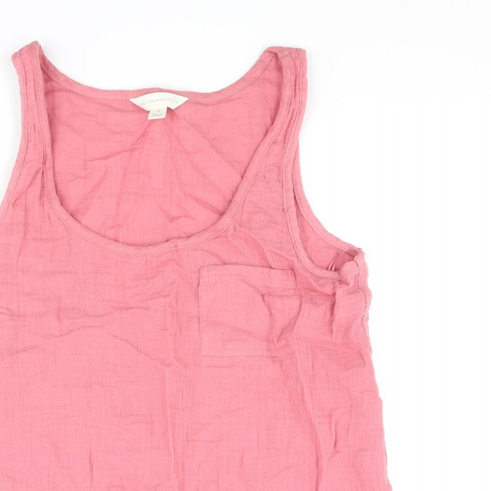 Marks and Spencer Womens Pink Cotton Camisole Tank Size 10 Scoop Neck - Pocket