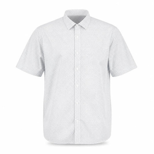 Marks & Spencer Mens White Geometric Cotton Button-Up Size 15 Collared Button