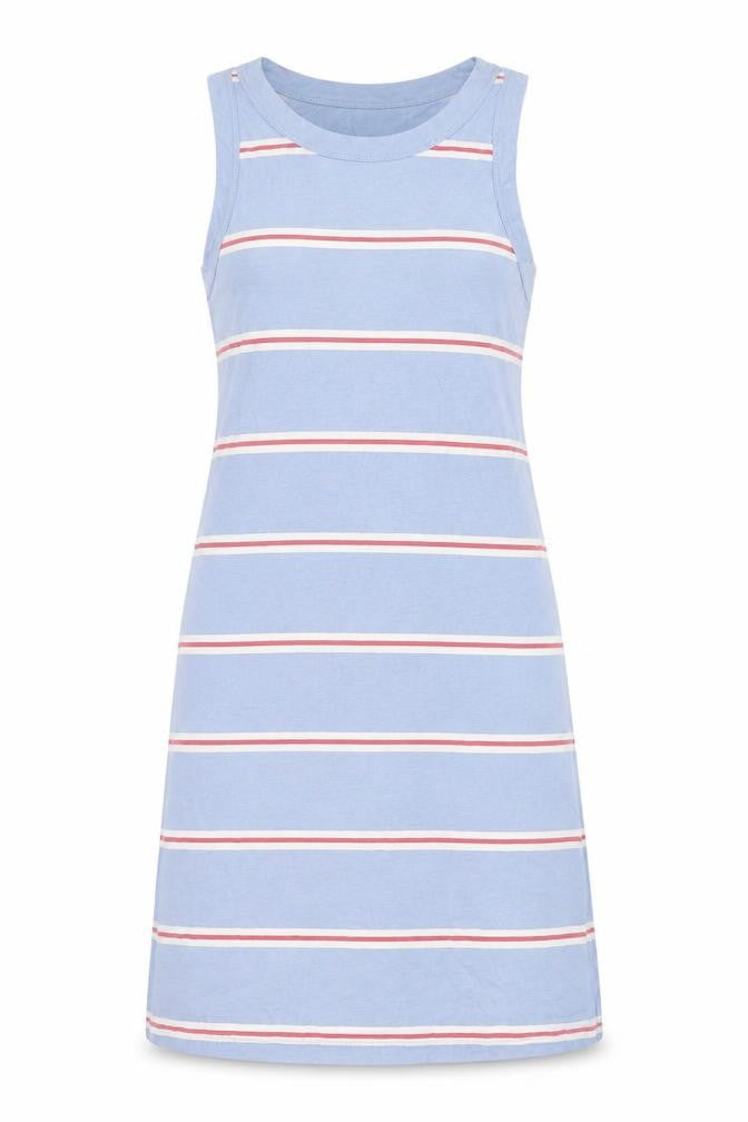 Marks & Spencer Womens Blue Striped Cotton Tank Dress Size S Crew Neck Pullover