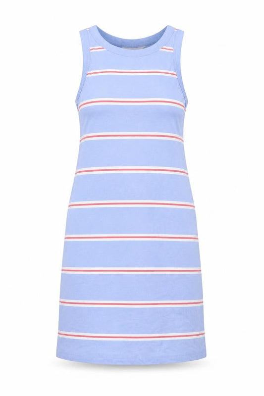 Marks & Spencer Womens Blue Striped Cotton Tank Dress Size S Round Neck Pullover