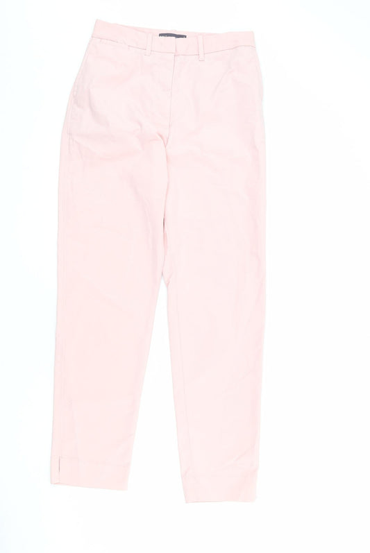 Marks and Spencer Womens Pink Cotton Chino Trousers Size 9 Months L27 in Regular Zip