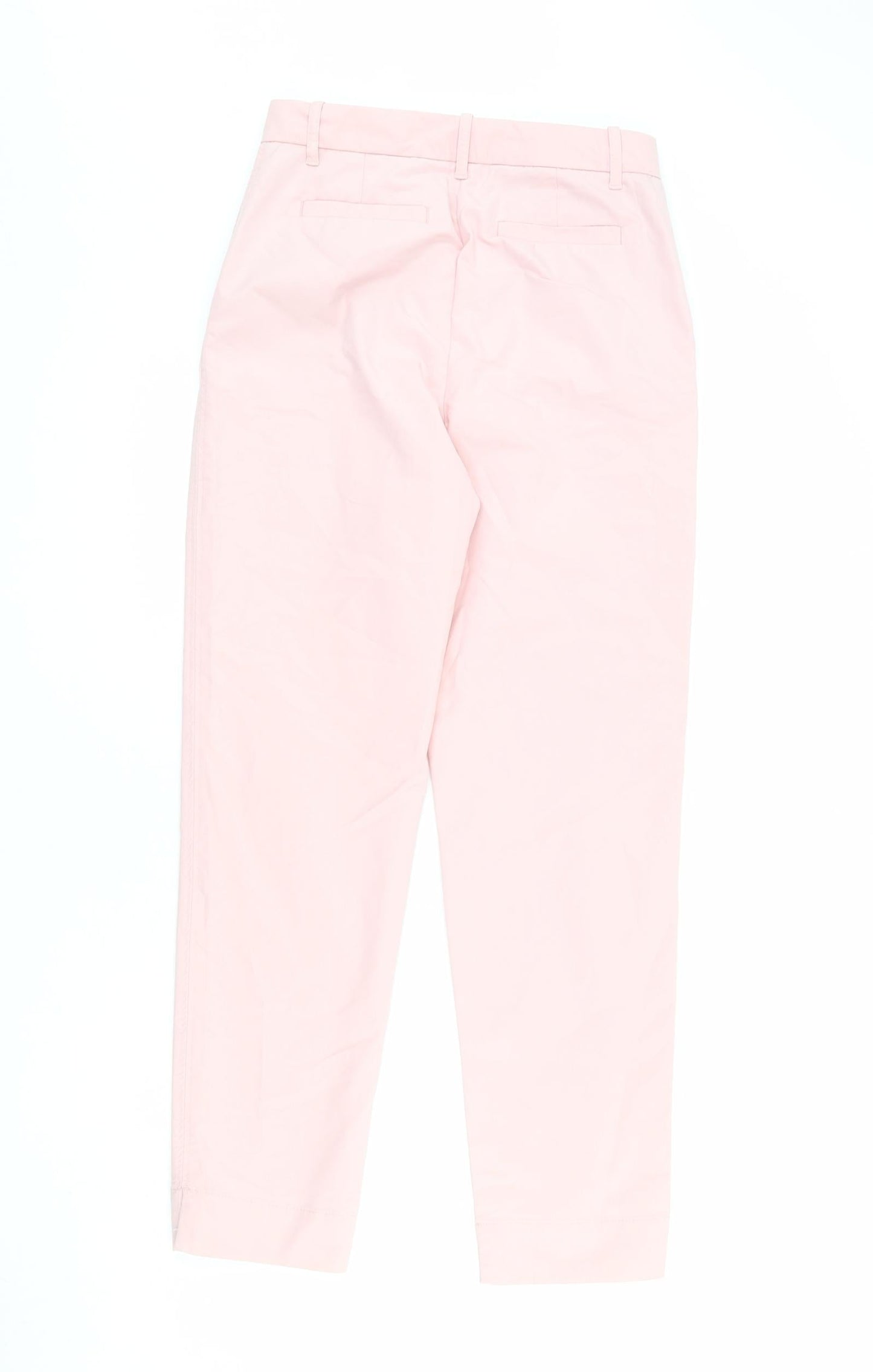 Marks and Spencer Womens Pink Cotton Chino Trousers Size 9 Months L27 in Regular Zip