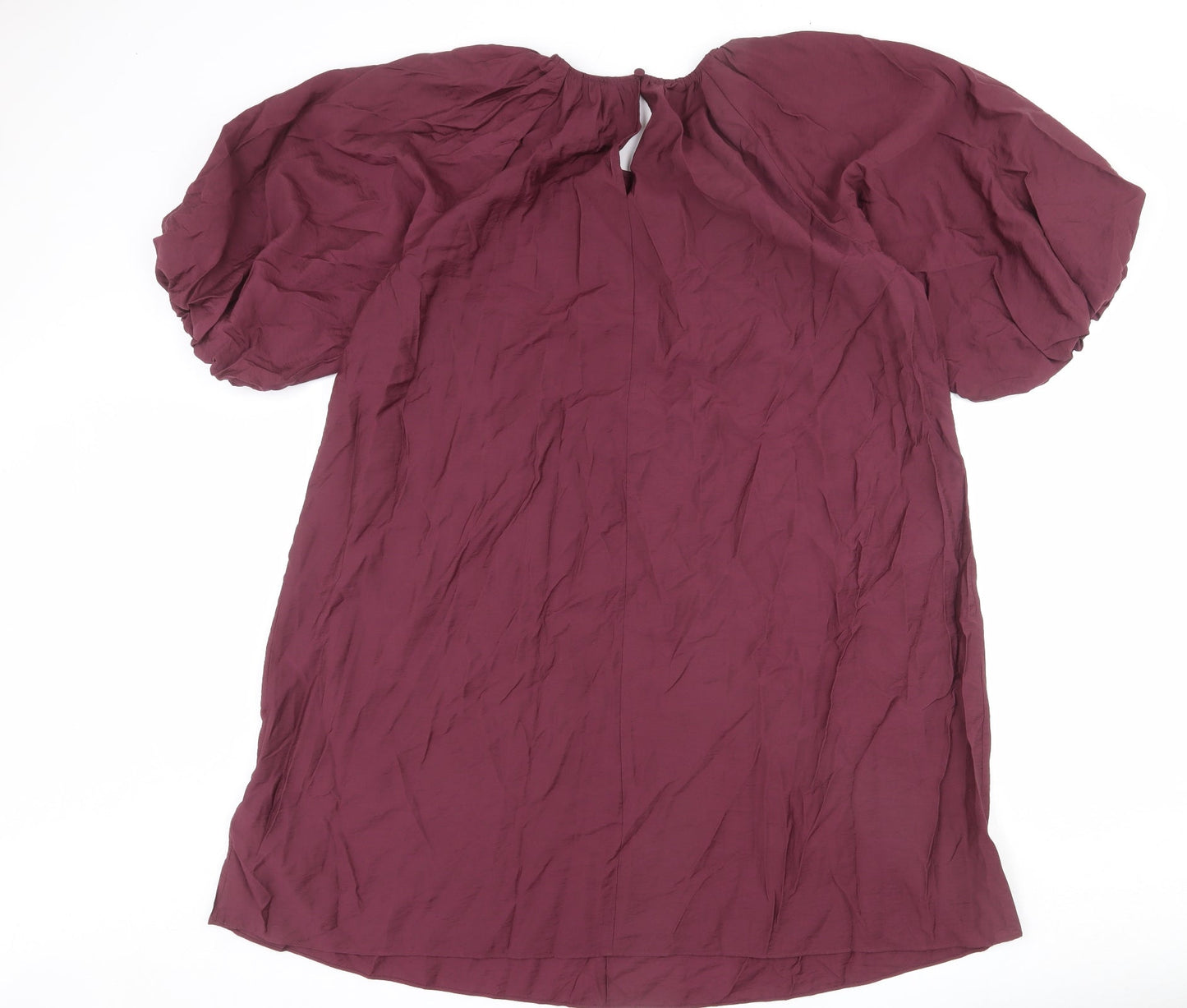 Marks and Spencer Womens Red Viscose Shift Size 16 Scoop Neck Button