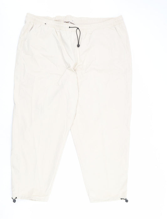GOODMOVE Womens Beige Cotton Cargo Trousers Size 22 L25 in Regular Drawstring - Elastic Waist, Adjustable Cuffs