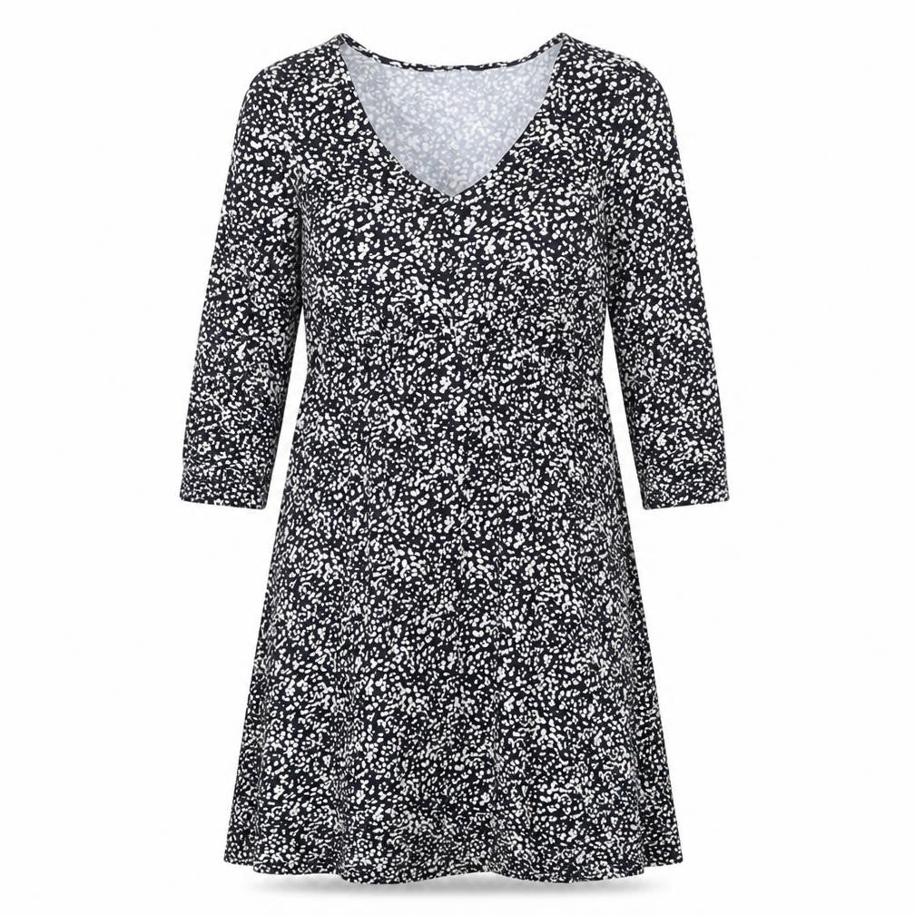 Marks & Spencer Womens Multicoloured Geometric Viscose A-Line Size 6 V-Neck Pullover - Elastic Waist