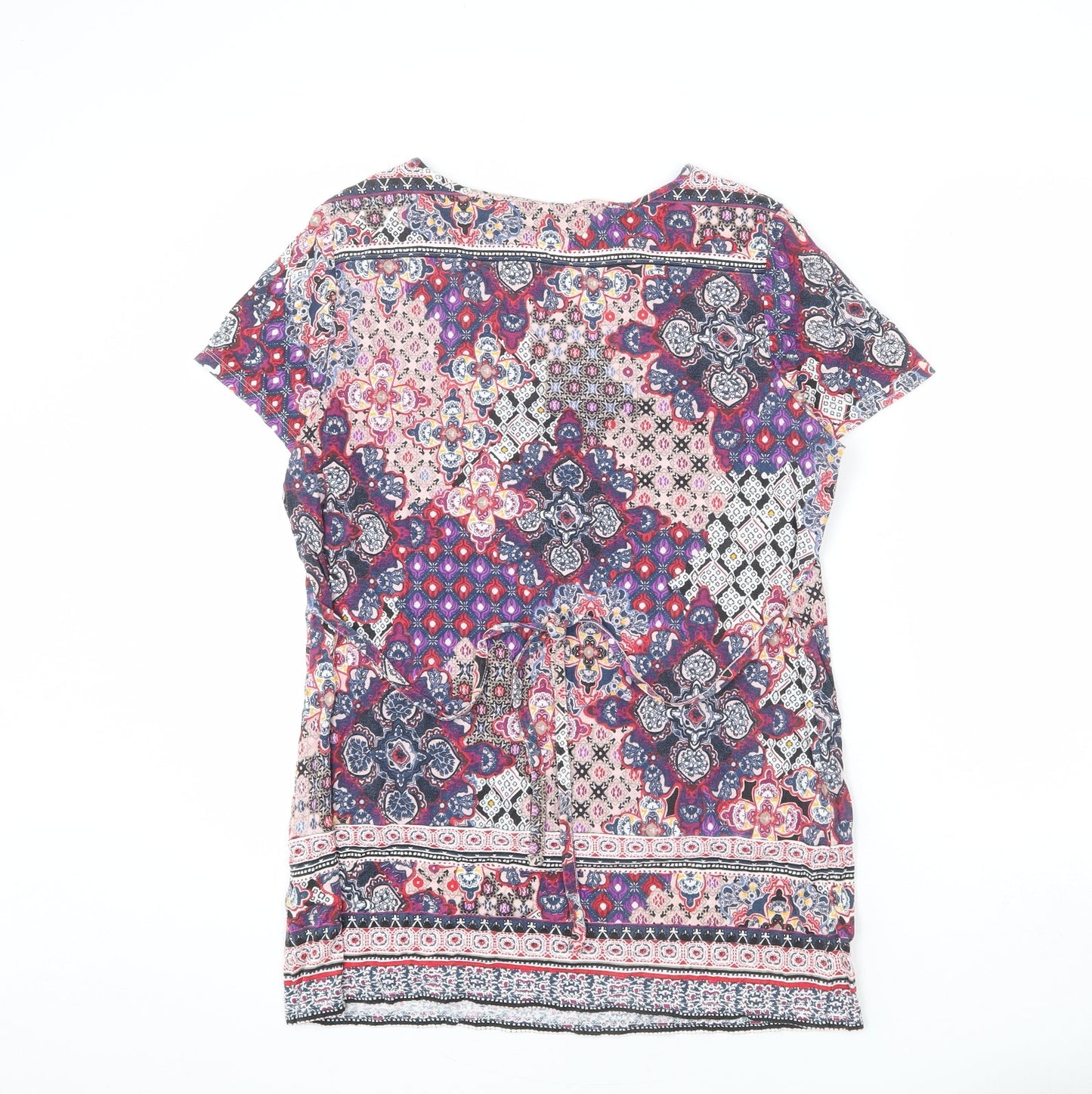 Per Una Womens Multicoloured Geometric Viscose Tunic T-Shirt Size 14 V-Neck - Belted