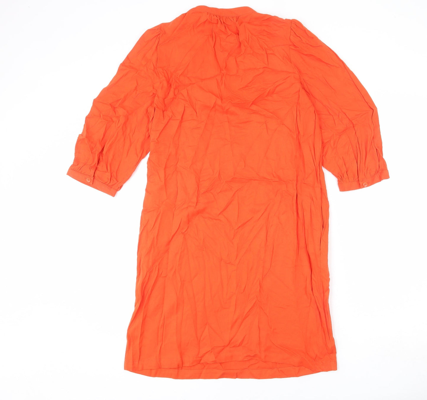 Marks and Spencer Womens Orange Viscose Sheath Size 10 V-Neck Pullover