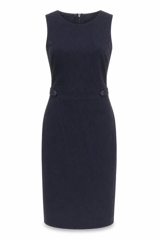 Next Womens Blue Striped Polyester Pencil Dress Size 6 Round Neck Zip - Slit