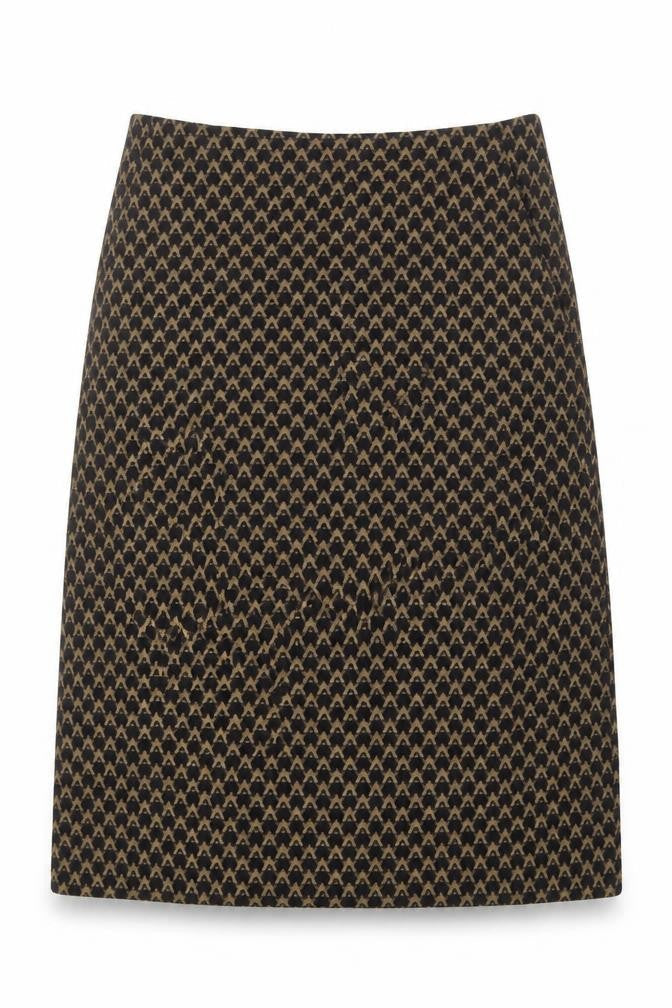 Marks & Spencer Womens Black Geometric Polyester A-Line Skirt Size 12 Zip