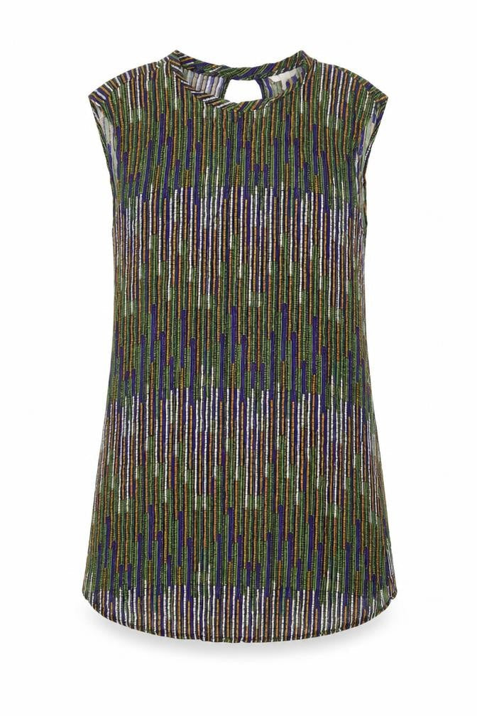 H&M Womens Multicoloured Geometric Viscose Sheath Size 12 Round Neck Pullover - Keyhole Cut Out