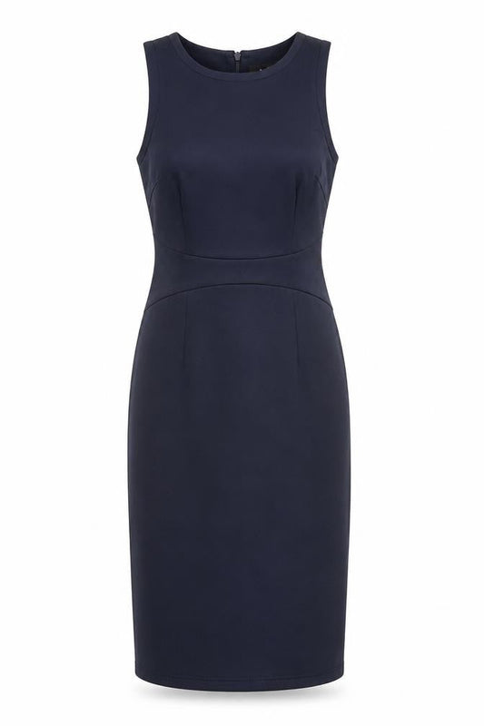 AX Paris Womens Blue Polyester Pencil Dress Size 12 Round Neck Zip - Pleats
