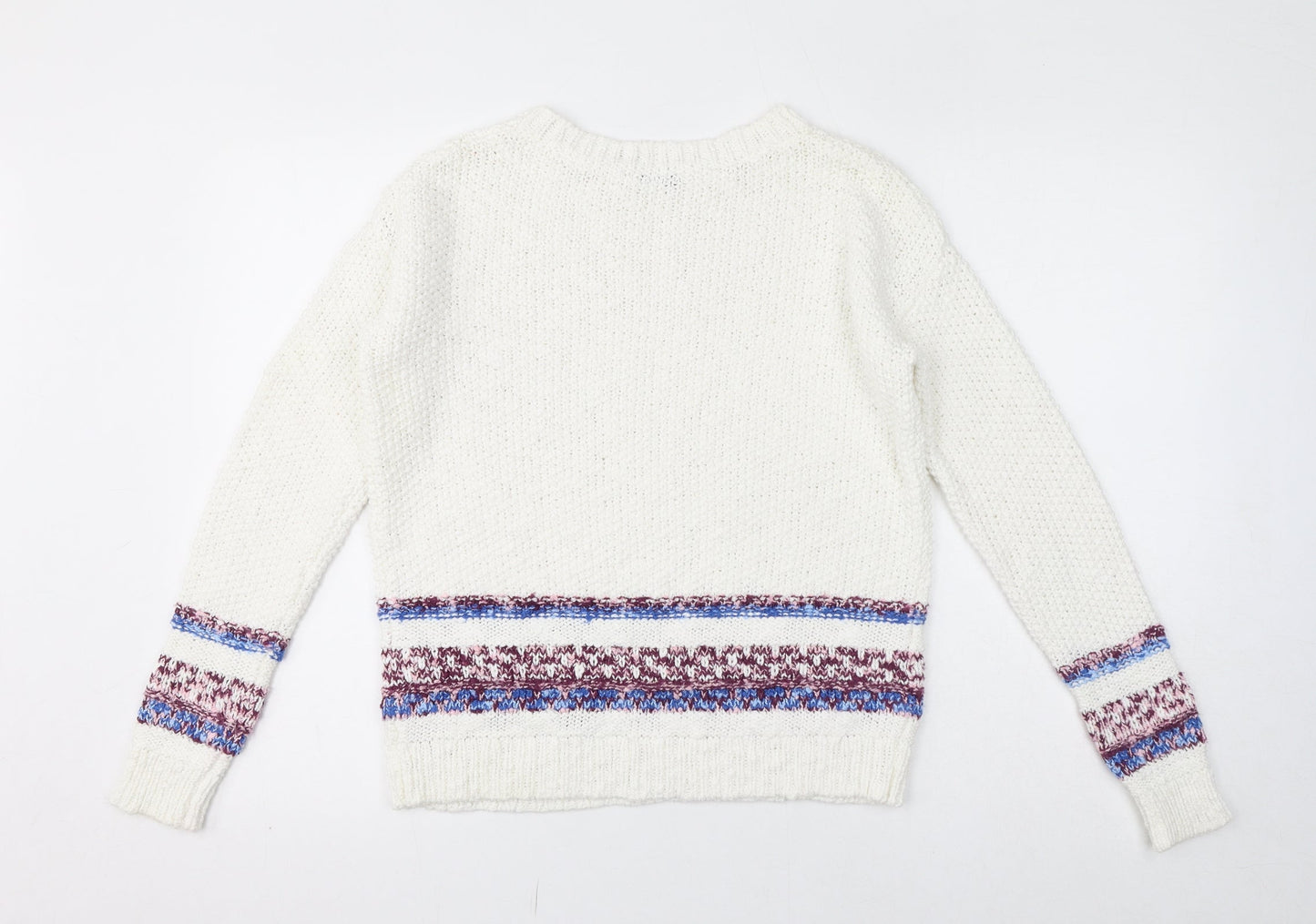 EDC Womens White Crew Neck Cotton Pullover Jumper Size XS