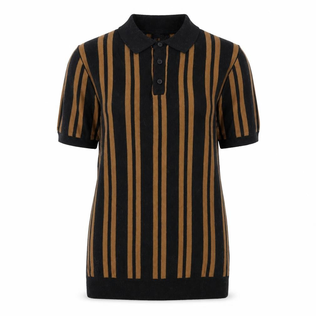 River Island Womens Black Striped Viscose Jersey T-Shirt Size S Collared