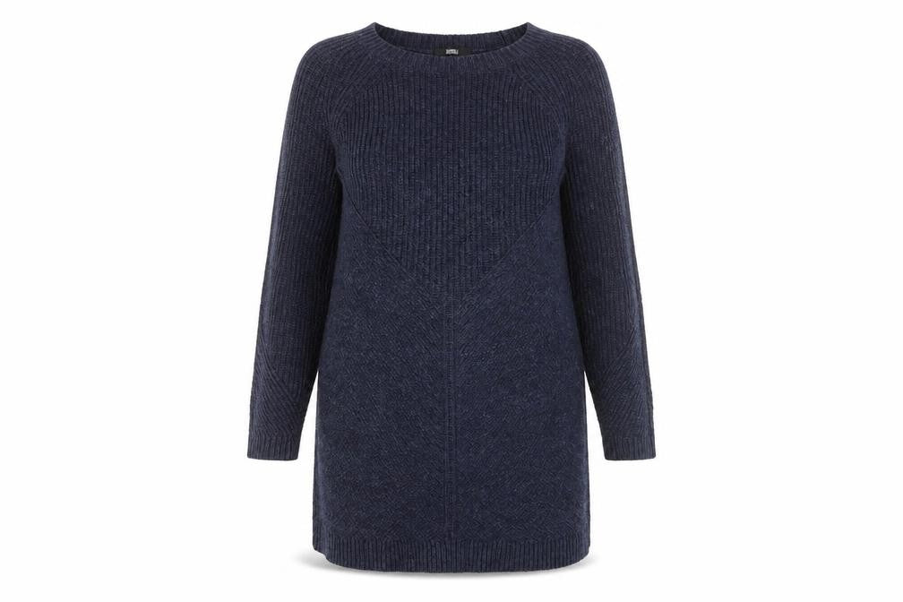 Marks & Spencer Womens Blue Acrylic Jumper Dress Size 14 Round Neck Pullover