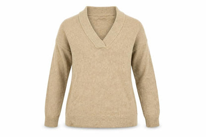 John Lewis Womens Brown V-Neck Nylon Pullover Jumper Size 10